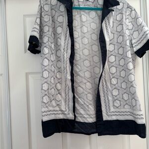 Express Black and White Geometric Shirt